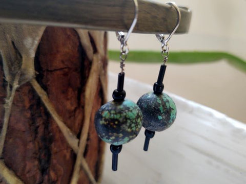 Turquoise With Glass Earrings
