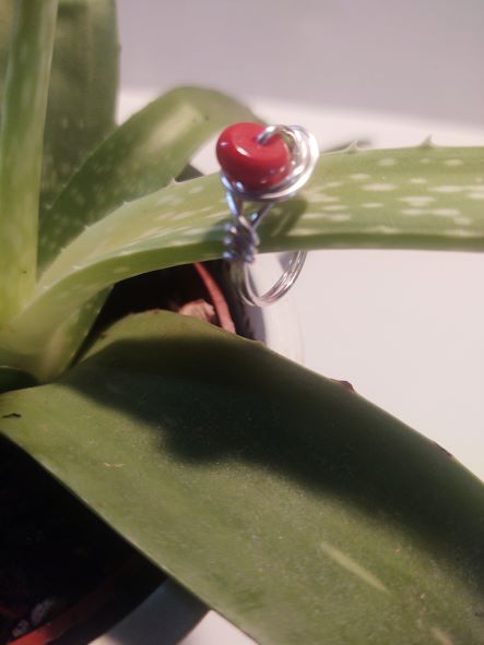 7mm Red Glass Rondelle Wire Wrap Ring
