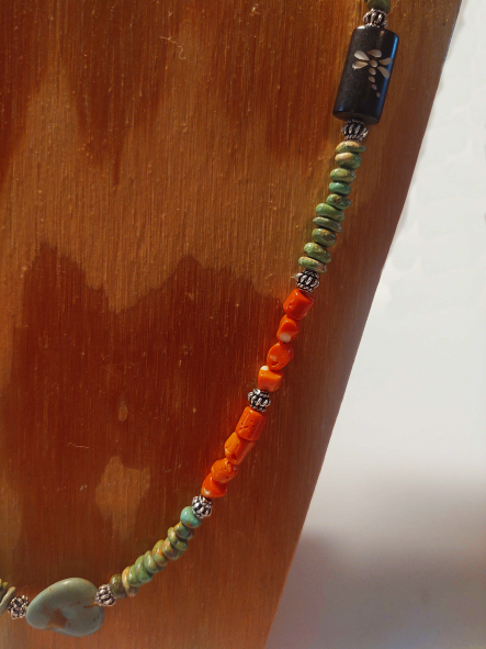 Green Turquoise and Bamboo Coral with Wooden Dragonfly Set