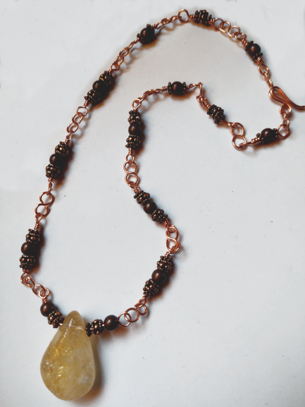 Brazilian Citrine with Handmade Copper Chain Set