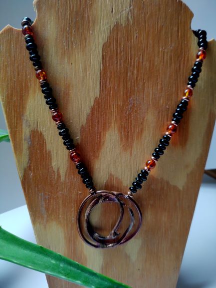Copper with Black Onyx and Amber Set