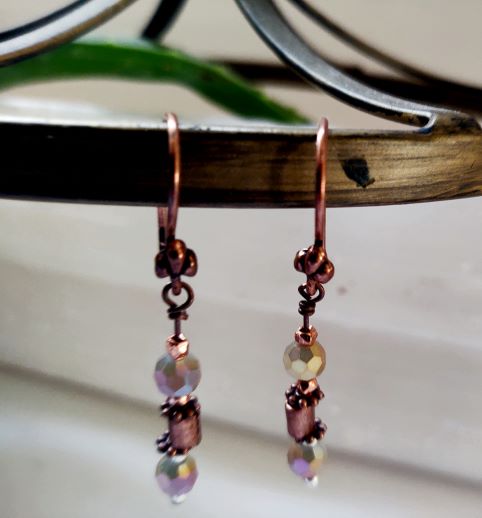 Glass with Copper Earrings