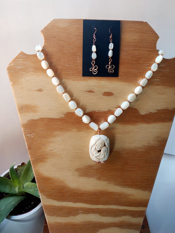 Mother of Pearl and Carved Bone Set