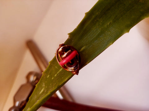 Bamboo Coral Copper Wire Wrap Ring