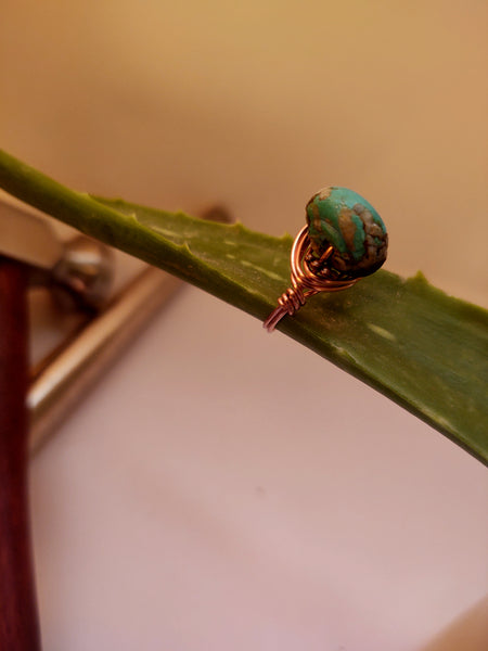 Turquoise Copper Wire Wrap Ring