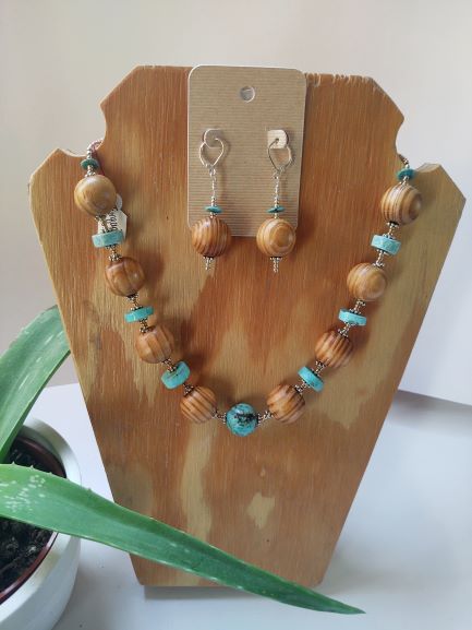 Turquoise and Wood Set