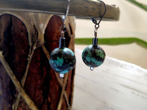 Turquoise With Hematite Earrings