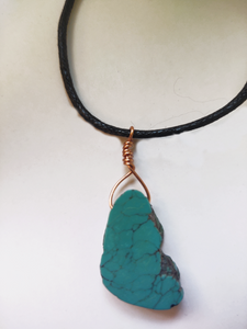 Turquoise with Copper on Waxed Linen
