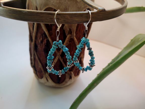 Turquoise Chip With Sterling Silver Earrings