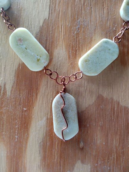 Yellow Variscite Wire Wrap with Copper Set